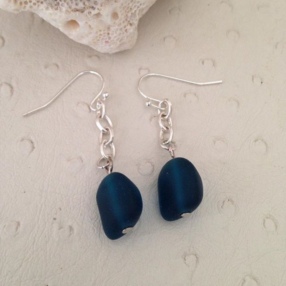 Genuine Seaglass earrings (one pair)